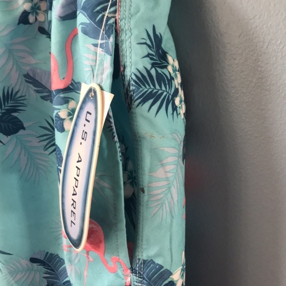 NWT US Apparel turquoise flamingo mens swimming shorts/trunks size XL - Picture 3 of 9
